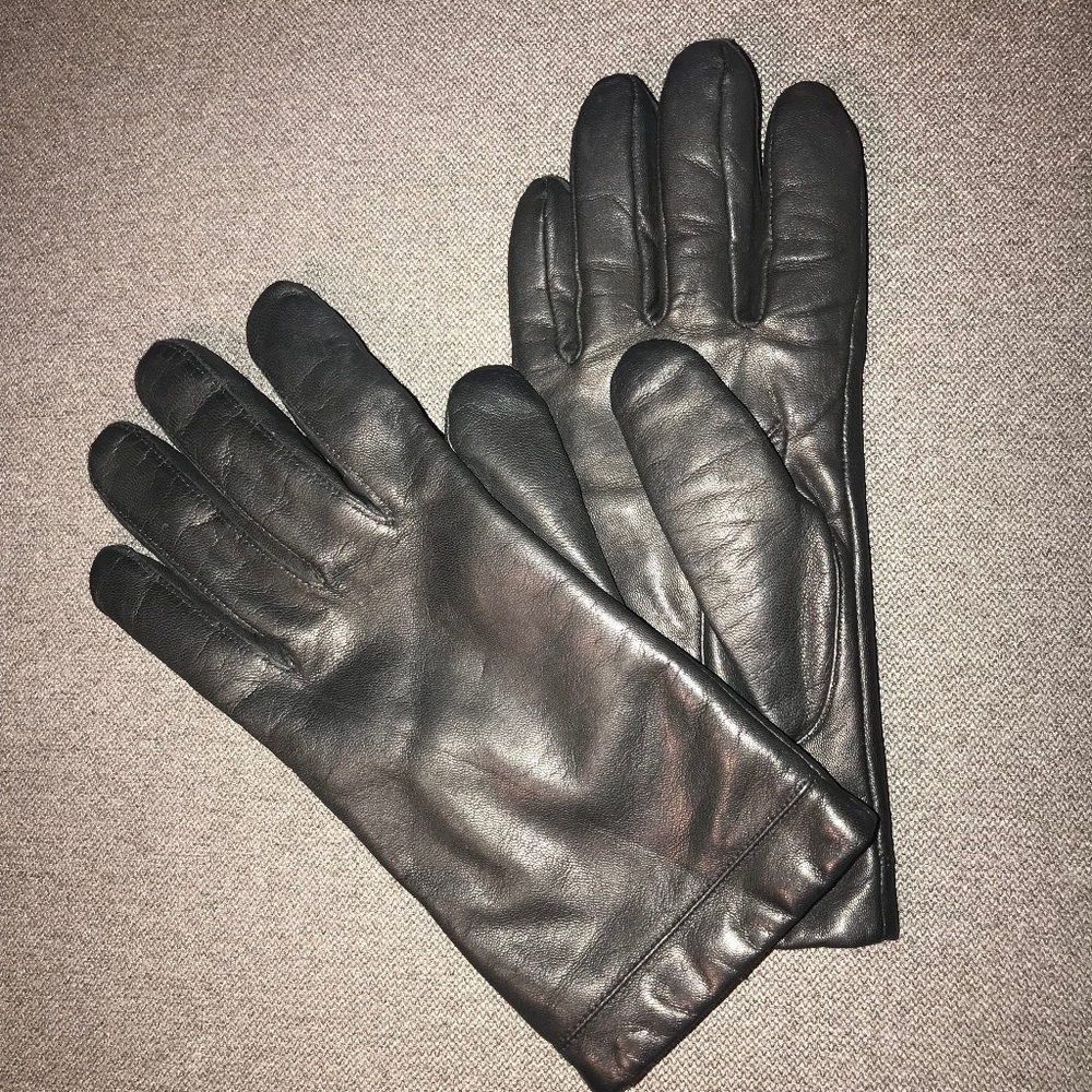 Black Leather Gloves - Genuine Leather
